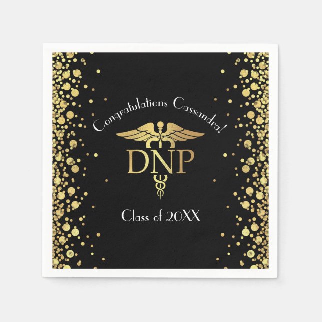 Doctor of Nursing Practice Graduation Black Gold Serviette (Vorderseite)