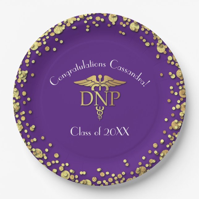 Doctor of Nursing Practice Graduation Purple Gold Pappteller (Vorderseite)