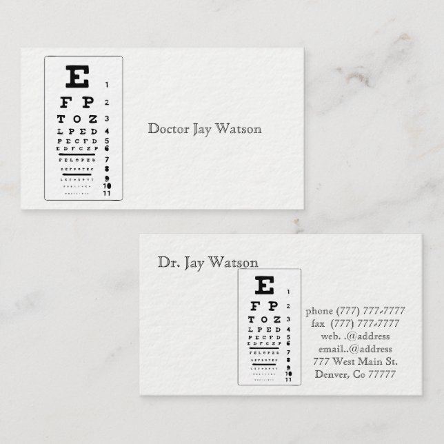 Doctor Office Eye Care Destiny Destiny's Visitenkarte (Vorne/Hinten)