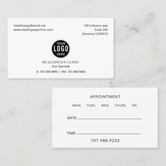 Doctor Physician Logo Appointment Reminder And  Visitenkarte (Vorne/Hinten)