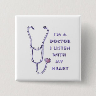Doctor Stethoscope custom name Pin Button