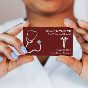 Doctor Stethoscope Red Visitenkarte