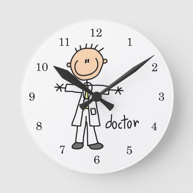 Doctor Stick Figure Runde Wanduhr (Vorderseite)
