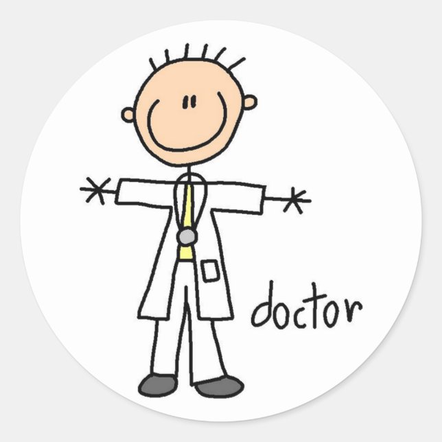 Doctor-Strichmännchen-Aufkleber Runder Aufkleber (Vorderseite)