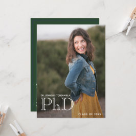 Doctorat Faire-part photo blanc vert