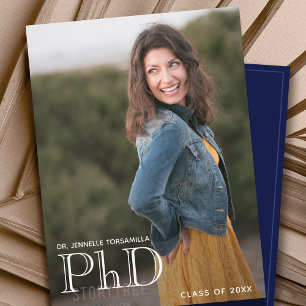 Doctorat Faire-part photo Bleu blanc