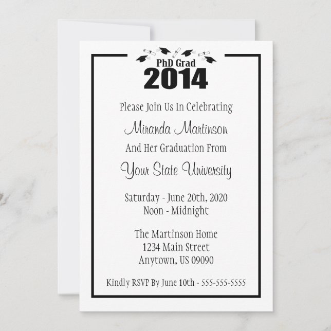 Doctorat - Invitation de doctorat de 2014 (Casquet (Devant)