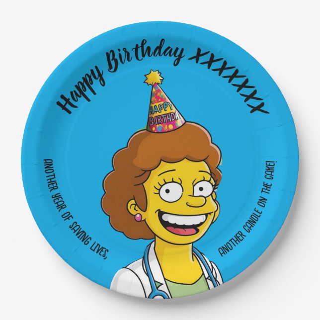 DOCTORS BIRTHDAY blue pediatric fun girl Pappteller (Vorderseite)