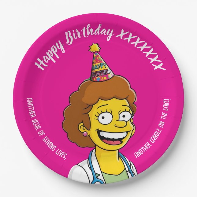 DOCTORS BIRTHDAY fuchsia pediatric fun girl Pappteller (Vorderseite)