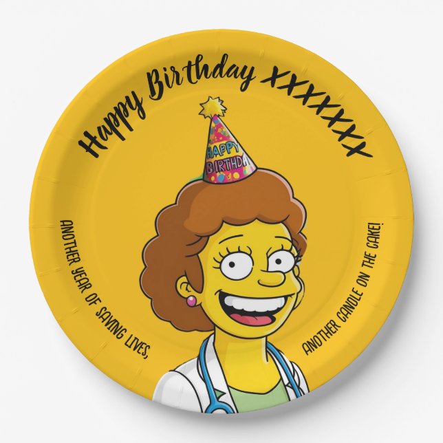 DOCTORS BIRTHDAY yellow pediatric fun girl Pappteller (Vorderseite)