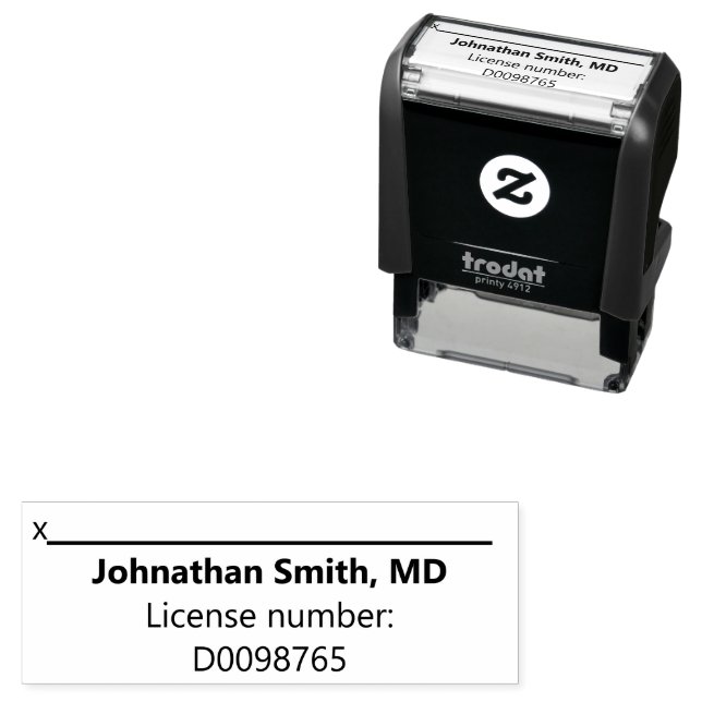 Doctor's Name Bold License Number Signature Line Permastempel (Beispiel)