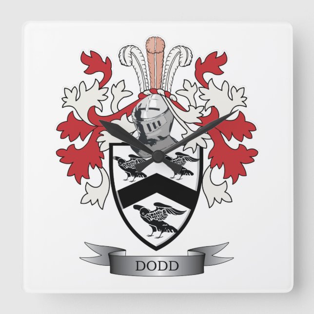 Dodd Familienwappen-Wappen Quadratische Wanduhr (Vorderseite)