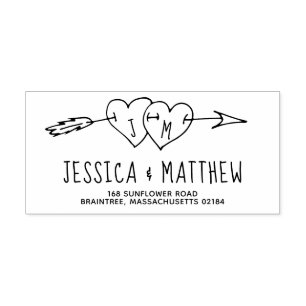 Doddled Wedding Hearts mit Arrow Monogram Permastempel