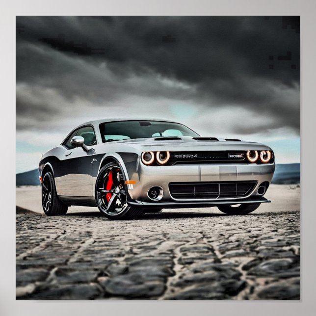 Dodge Challenger Hellcat in der Natur | Poster (Vorne)
