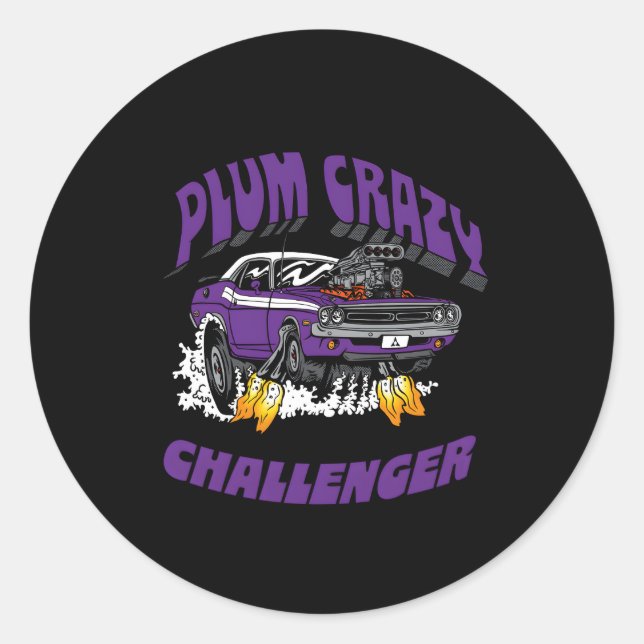 Dodge Challenger Plum Crazy Letzter Anruf Runder Aufkleber (Vorderseite)