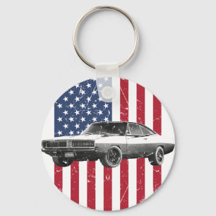 Dodge Charger amerikanische Flagge Schlüsselanhänger