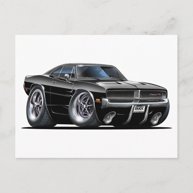 Dodge Charger Black Car Postkarte (Vorderseite)