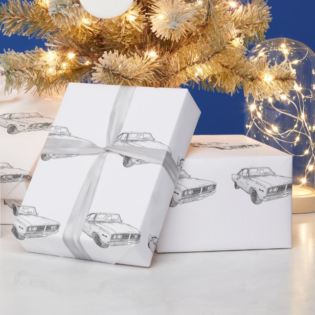 Dodge Coronet Wrapping Paper 1966 in Schwarz und W Geschenkpapier (Feiertage)
