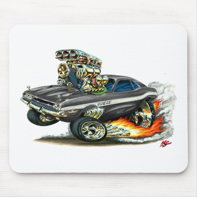 Dodge-Herausforderer-Schwarz-Auto 1970-72 Mousepad (Vorne)