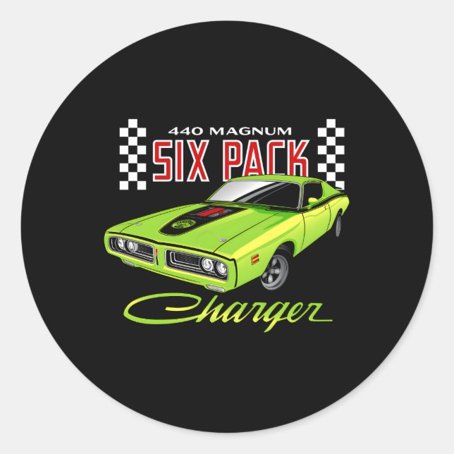 Dodge Ladegerät 440 Magnum Six Pack Runder Aufkleber (Vorderseite)