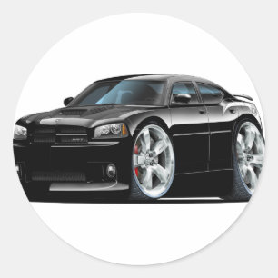 Dodge-Ladegerät-Superbienen-Schwarz-Auto Runder Aufkleber