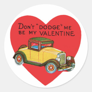 Dodge mich nicht, sei meine Valentin! Retro Valent Runder Aufkleber