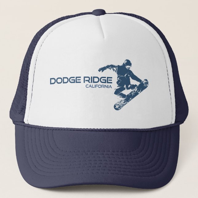 Dodge Ridge Mountain Resort California Snowboarder Truckerkappe (Vorderseite)