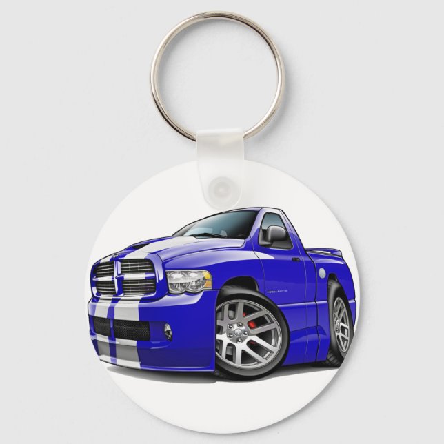 Dodge SRT10 Ram Blauweißer LKW Schlüsselanhänger (Vorderseite)