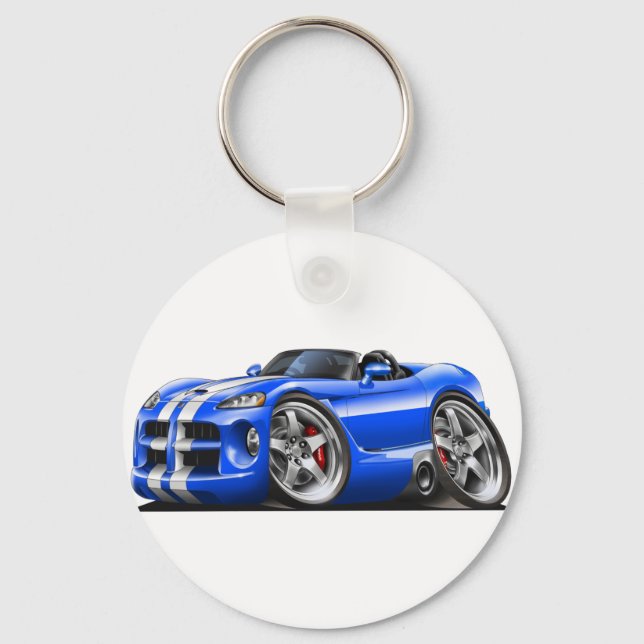 Dodge Viper Roadster Blue-White Car Schlüsselanhänger (Vorderseite)