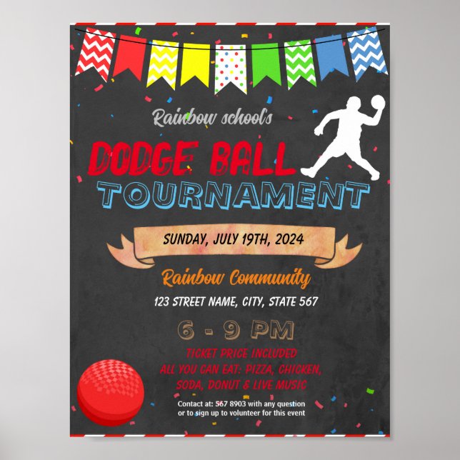 Dodgeball-Schulereignisvorlage Poster (Vorne)