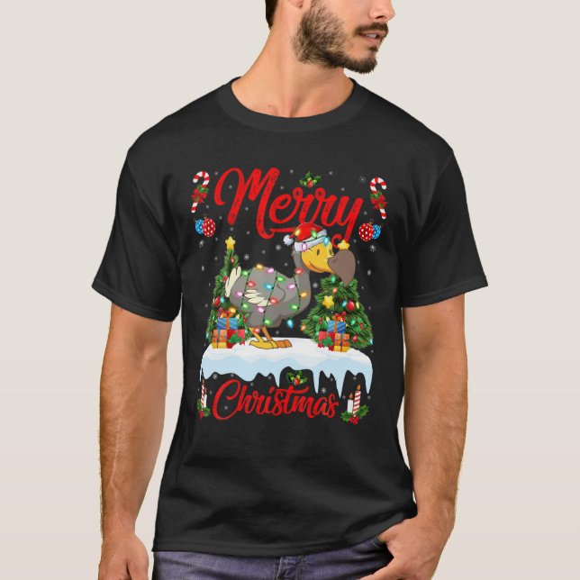 Dodo Bird Lover Xmas Lighting Weihnachtsmannmütze  T-Shirt (Vorderseite)