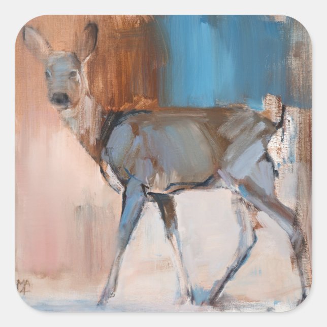 Doe a Deer 2014 Quadratischer Aufkleber (Vorderseite)