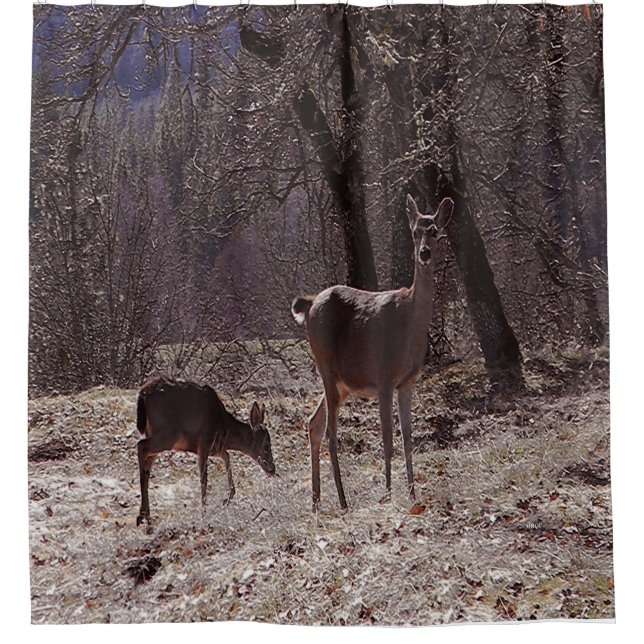 Doe and fawn..... duschvorhang (Vorderseite)