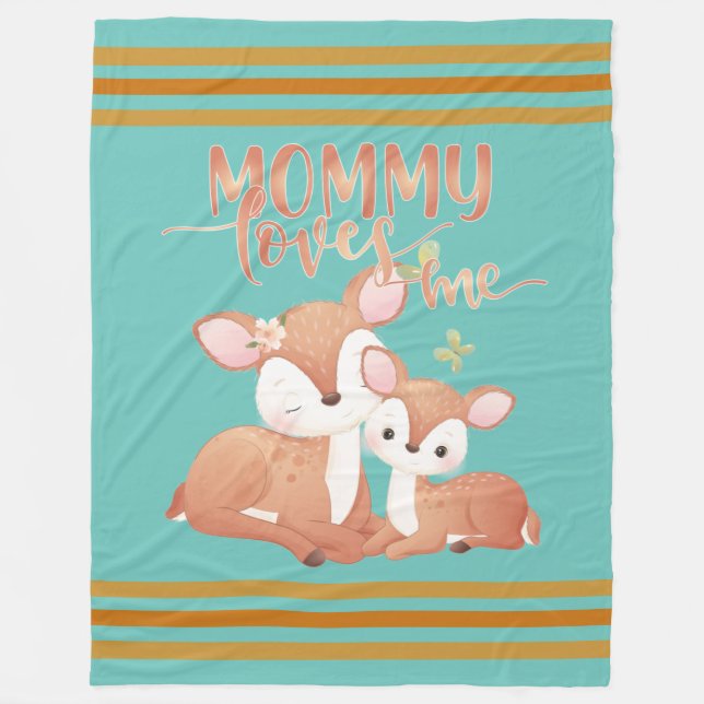 Doe Deer and Fawn Mommy Lieben Fleecedecke (Vorderseite)