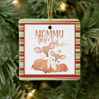 Doe Deer and Fawn Mommy Lieben Keramikornament