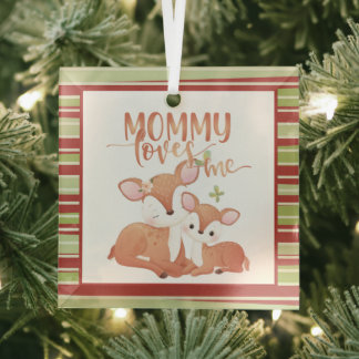 Doe Deer and Fawn Mommy Lieben Ornament Aus Glas