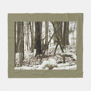 Doe Deer in the Snow Fleecedecke