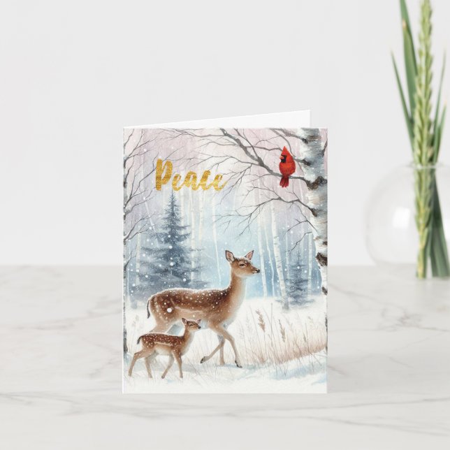 Doe paisible et carte de Noël (Devant)
