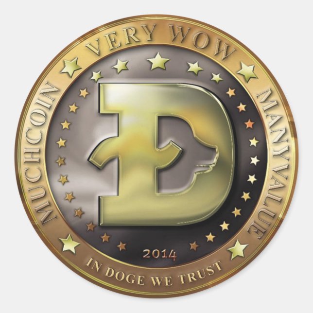 Doegecoin Coin Kryptowährung Wow Dow Runder Aufkleber (Vorderseite)