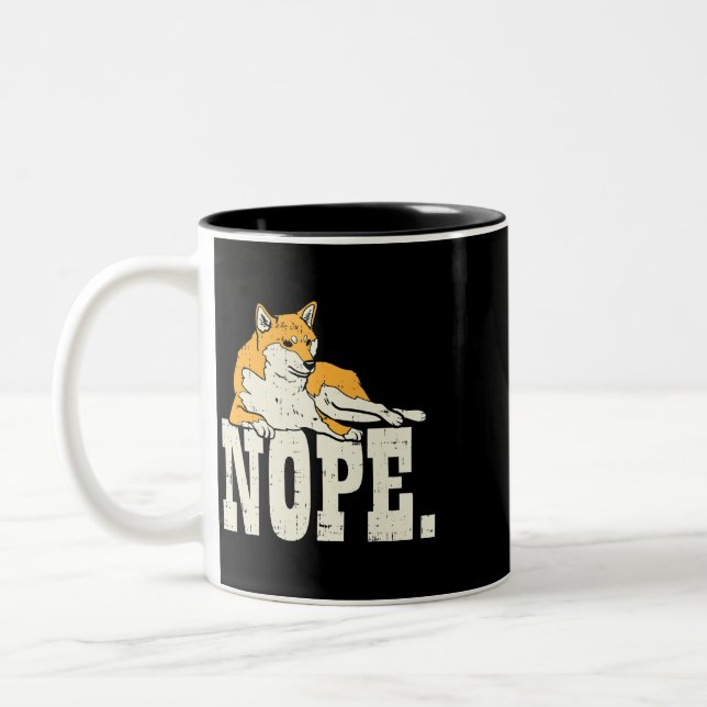 Dog Akita Nope Shiba Inu Niedlich Japanischer Haus Zweifarbige Tasse (Links)