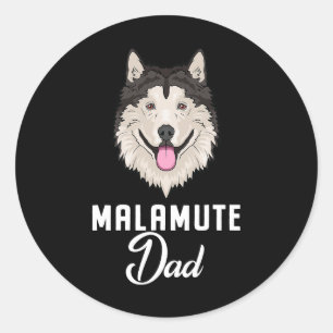 Dog Alaskan Malamute Dog Vater 3 Runder Aufkleber