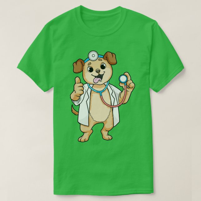 Dog als Doktor mit Stethoskop T-Shirt (Design vorne)