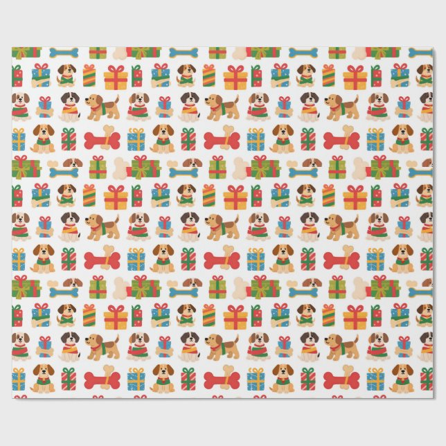 Dog And Bone Colourful Gift Christmas Geschenkpapier (Flach)