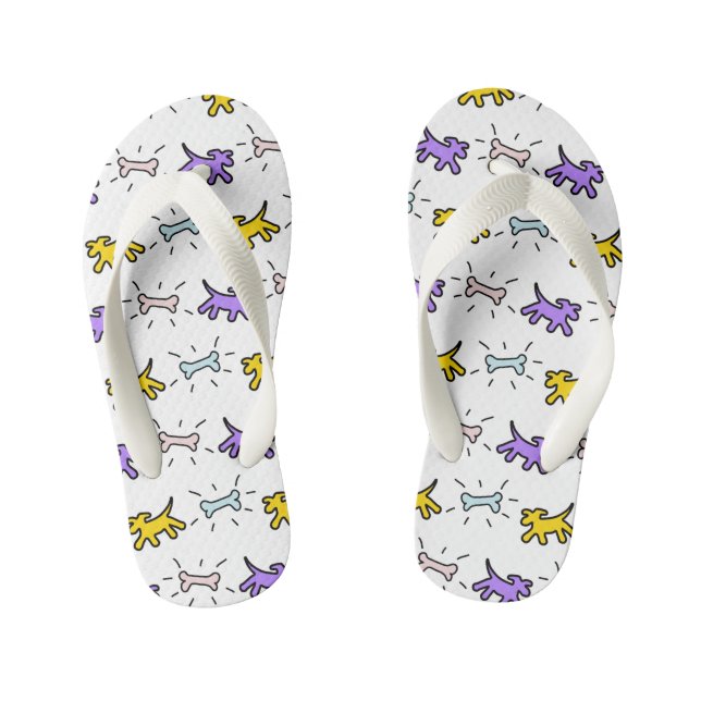 Dog and Bone Graffiti Style Kids Drehte Flop 1 Kinderbadesandalen (Fußbett)