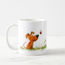Dog and Butterfly Cartoon Kaffeetasse