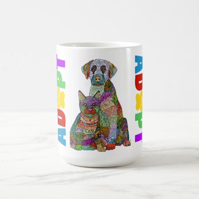 Dog and Cat Pet Adoption Awareness Mug Kaffeetasse (Mittel)