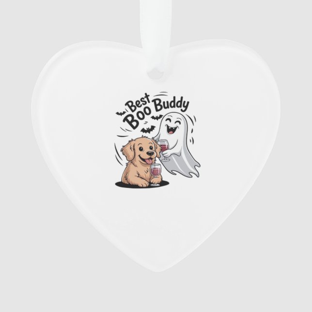 Dog and ghost drinking wine. Classic T-Shirt Ornament (Vorderseite)