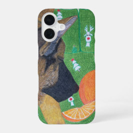 Dog and orange phone case iPhone 16 hülle