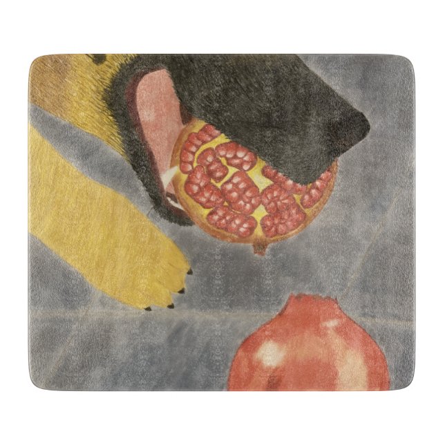 Dog and pomegranate cutting board schneidebrett (Vorderseite)