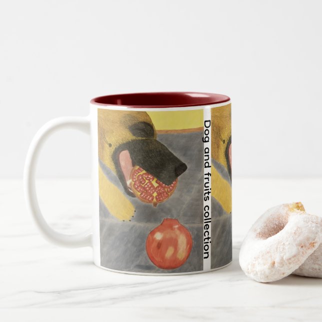 Dog and pomegranate Two-Tone coffee mug (Avec donut)